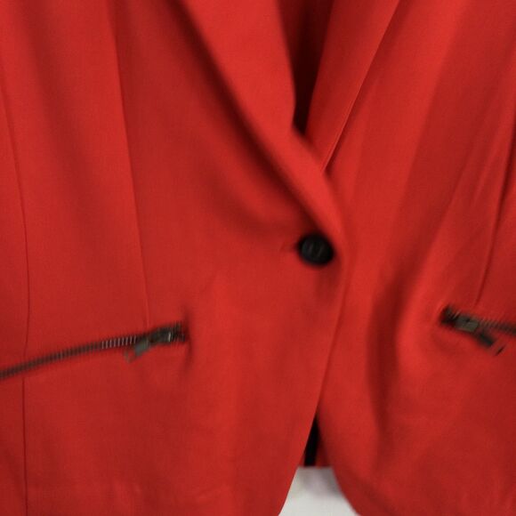Christian Siriano Womens One Button Zip Pockets Blazer Jacket Coral Size Medium - Picture 3 of 13